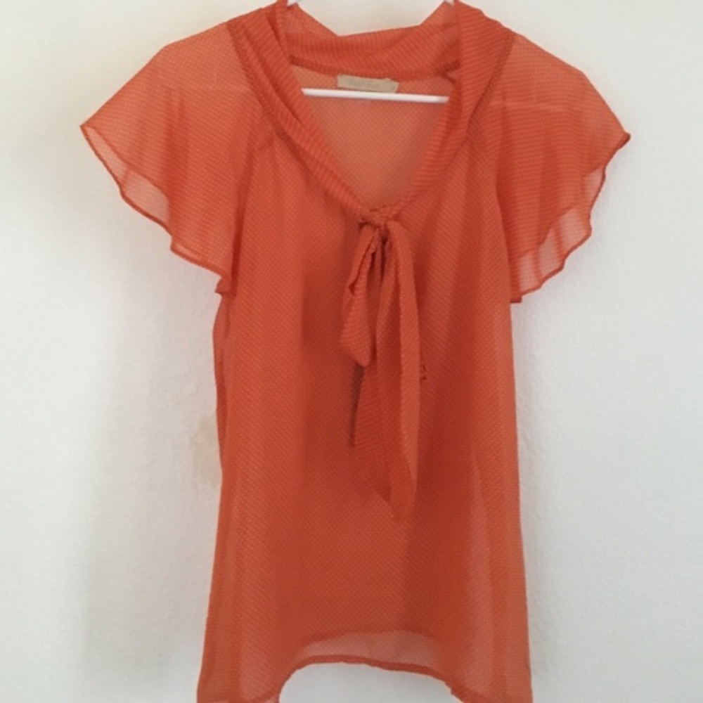 Anthropologie Fun2fun orange polka dot blouse